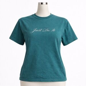 Nike Just Do It Embroidered Crop Tee – Teal Green